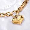 Ion Plating(IP) 304 Stainless Steel Twisted Chain & Cable Chain Heart Charm Bracelets for Women BJEW-H613-01G-3