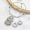 Bohemian Ethnic Style Alloy & Acrylic & Natural Shell Flat Round Tassel Pendant Necklaces & Dangle Earrings Sets FS-WGE5C82-04-1