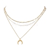 304 Stainless Steel Pendant 316 Surgical Stainless Steel & Plastic Pearl Paperclip Chain 3 Layer Necklaces for Women NJEW-JN05471-02-2