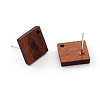 Coconut Brown Wood Stud Earring Findings EJEW-CJC0001-11-1