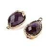 Natural Amethyst Faceted Teardrop Connector Charms G-B081-03G-05-2