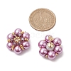 Glass Seed Beads Flower Stud Earrings EJEW-MZ00349-02-3