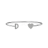 Anti-Tarnish Heart & Letter Rhodium Plated 925 Sterling Silver Micro Pave Cubic Zirconia Cuff Bangles for Women BJEW-C062-01D-P-1