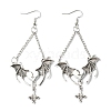 Alloy Bat Wing with Cross Dangle Earrings for Halloween EJEW-G349-01AS-1