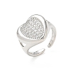 Brass Micro Pave Cubic Zirconia Cuff Open Rings for Women CU-CBA760A-13C-P-4