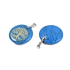 Synthetic Turquoise Flat Round Pendants G-Q188-01P-04-2