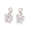 Brass Micro Pave Clear Cubic Zirconia European Dangle Charms OPDL-L016-09P-2