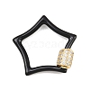 Star Brass Micro Pave Clear Cubic Zirconia Screw Carabiner Clasps KK-B167-01C-G-2