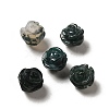 Natural Moss Agate Carved Flower Beads G-O156-B-19-1