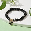 Natural Obsidian Chips Stretch Bracelets BJEW-JB09754-04-2