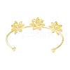 Alloy Flower Open Cuff Bangle for Women BJEW-D054-01G-1