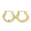 Ion Plating(IP) 304 Stainless Steel Twist Teardrop Hoop Earrings with Enamel for Women EJEW-G293-18A-G-2