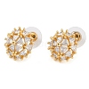 Brass Pave Clear Cubic Zirconia Stud Earrings for Women EJEW-S225-08G-03-1