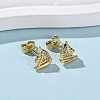 Brass Micro Pave Clear Cubic Zirconia Earrings LS-EJEW-D328-03G-01-2