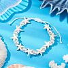 Starfish Synthetic Turquoise & Acrylic Pearl Braided Bead Bracelets for Women BJEW-JB11263-02-1