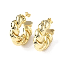 Brass Twist Round Stud Earrings EJEW-P214-14G