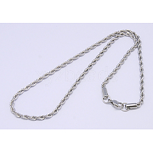 Tarnish Resistant 304 Stainless Steel Necklaces Unisex Rope Chain Necklaces NJEW-507L-10D