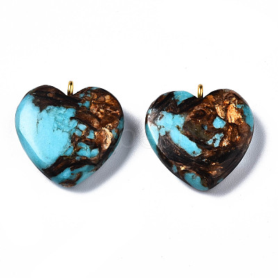 Assembled Bronzite and Synthetic Turquoise Pendants G-T111-04C-1