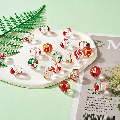 20Pcs 10 Style Transparent Glass Enamel Beads GLAA-KS0001-08-1