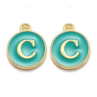 Golden Plated Alloy Enamel Charms X-ENAM-Q437-15C-1