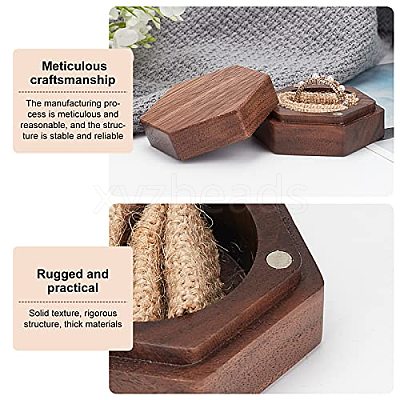 Hexagon Wooden Finger Ring Boxes CON-WH0085-66-1