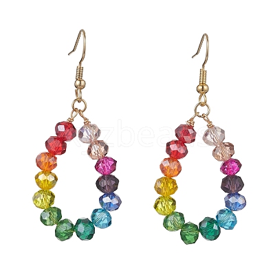 Teardrop Glass Dangle Earrings EJEW-JE06777-1