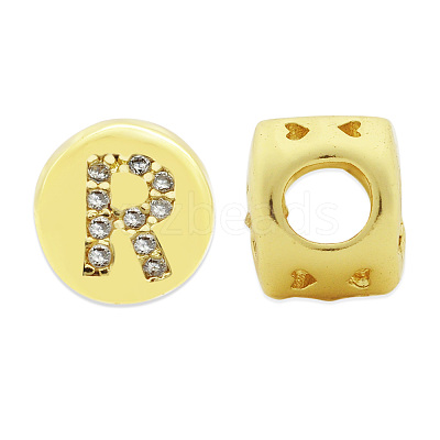 Brass Micro Pave Clear Cubic Zirconia Beads KK-T030-LA843-RX3-1