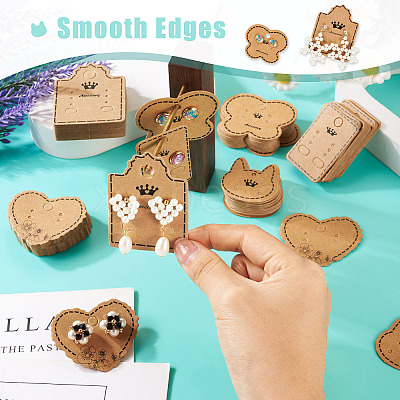 150Pcs 5 Styles Kraft Paper Earring Display Cards DIY-TA0006-04-1