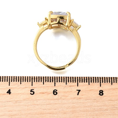 Brass Micro Pave Cubic Zirconia Finger Rings for Women RJEW-F181-11G-1