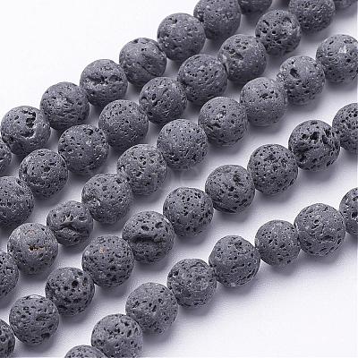 Unwaxed Natural Lava Rock Bead Strands G-F309-4mm-1
