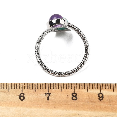 Natural Amethyst & Amazonite Finger Rings RJEW-A068-03P-02-1