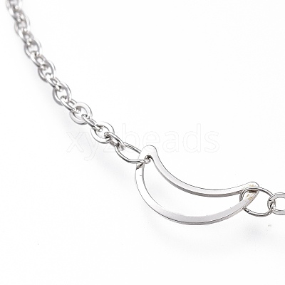 Tarnish Resistant 304 Stainless Steel Cable Chain Anklets AJEW-M026-02P-1