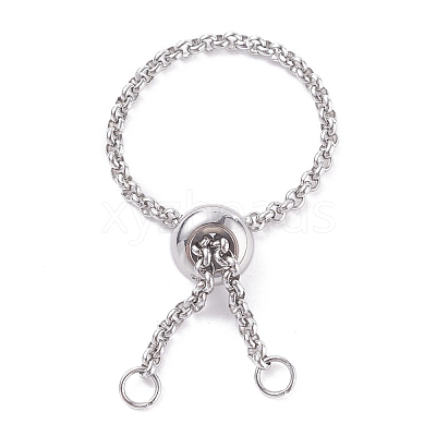304 Stainless Steel Rolo Chains Slider Ring Findings RJEW-JR00443-1