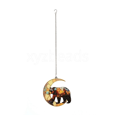 Stained Acrylic & Iron Suncatchers HJEW-F022-01B-1