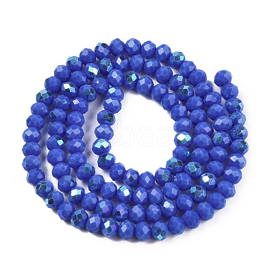 Electroplate Opaque Solid Color Glass Beads Strands EGLA-A044-P4mm-L32-1