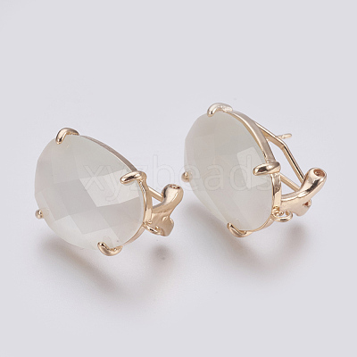 Faceted Glass Stud Earring Findings GLAA-F084-D12-1