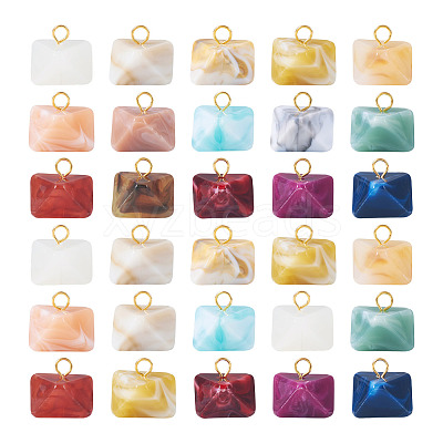 60Pcs 15 Colors Rhombus Acrylic Pendants PALLOY-TAC0284-1