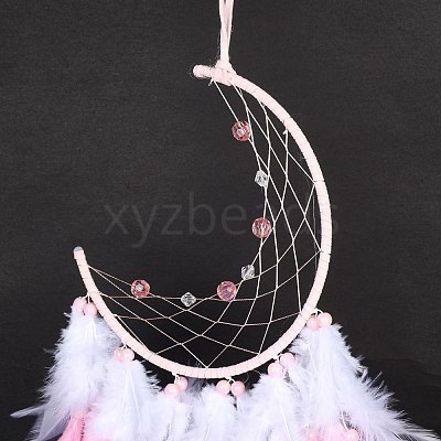 Iron Woven Web/Net with Feather Pendant Decorations AJEW-P097-02-1