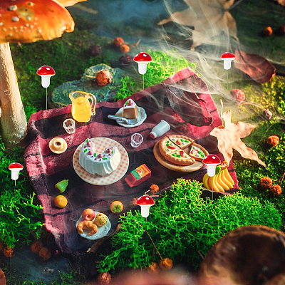 100Pcs Plastic Plant Mini Miniatures Artificial Mushroom AJEW-CA0003-71-1