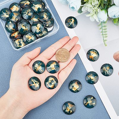 48pcs 12 Style Glass Cabochons GLAA-AR0001-11-1