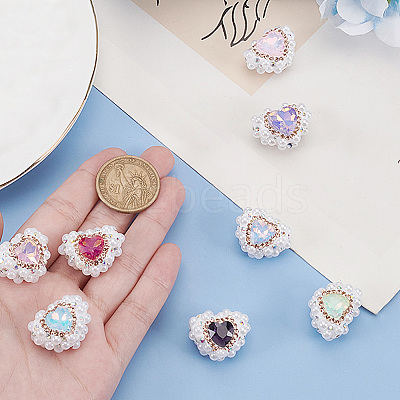 7Pcs 7 Colors Polymer Clay Rhinestone with Crystal Beads FIND-FG0003-56-1