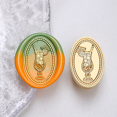 Golden Tone Wax Seal Brass Stamp Head AJEW-G056-03D-1
