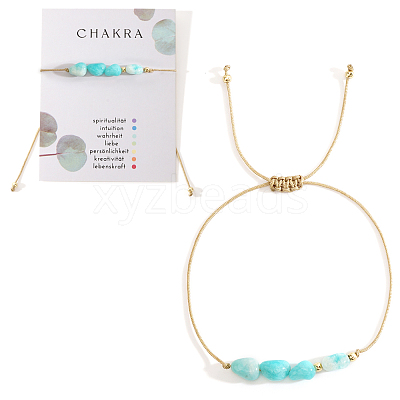 Chakra Adjustable Natural Amazonite Bead Braided Bead Bracelets UY1901-4-1