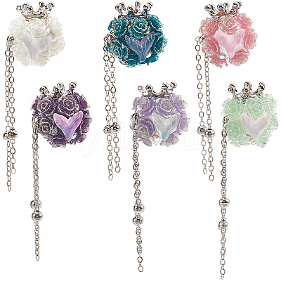 6Pcs 6 Colors Handmade Polymer Clay Rhinestone Beads CLAY-SC0001-91-1