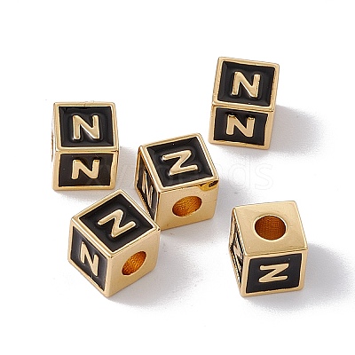 Rack Plating Brass Enamel Beads KK-B060-04G-01N-1