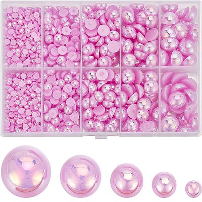 70G 5 Styles ABS Plastic Imitation Pearl Cabochons OACR-SC0001-45H-1