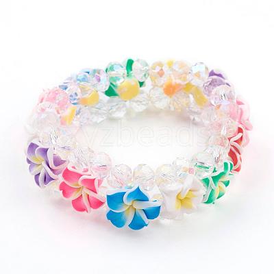 AB Color Plated Glass Bead Multi-Strand Stretch Bracelets BJEW-JB03308-1
