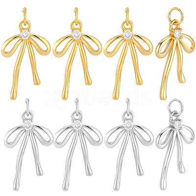 10Pcs 2 Colors Brass Micro Pave Cubic Zirconia Pendants KK-BBC0028-03-1