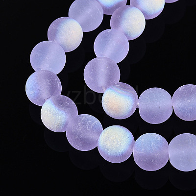 Frosted Transparent Glass Beads Strands GLAA-T032-T8mm-MBB01-1