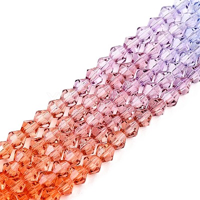 Gradient Color Baking Paint Glass Bead Strands DGLA-A039-T2mm-A015-1